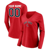 Boston Red Sox Women's Cooperstown Collection Personalized Winning Streak Long Sleeve V-Neck T-Shirt Red