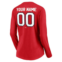 Washington Nationals Women's Cooperstown Collection Personalized Winning Streak Long Sleeve V-Neck T-Shirt Red