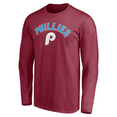 Philadelphia Phillies Personalized Cooperstown Collection Alternate Winning Streak Long Sleeve T-Shirt Burgundy
