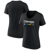 Chicago Cubs Women's City Pride V-Neck T-Shirt Black