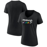 Pittsburgh Pirates Women's City Pride V-Neck T-Shirt Black