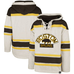 Boston Bruins '47 Rockaway Lacer Pullover Hoodie - Oatmeal Hoodies