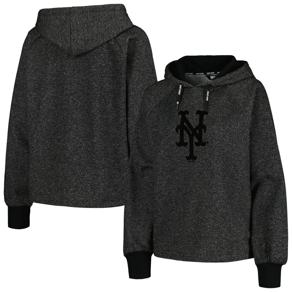 New York Mets DKNY Sport Women's Debbie Dolman Raglan Pullover Hoodie Black