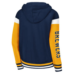Milwaukee Brewers Starter Women's Homestretch Full-Zip Hoodie Navy