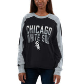 Chicago White Sox G-III 4Her by Carl Banks Women's Smash Raglan Long Sleeve T-Shirt Black/Silver