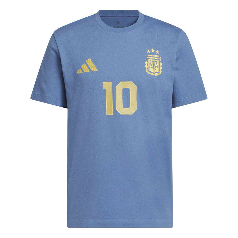 2026 Argentina Men's Messi Name And Number Tee Crew Blue