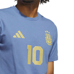 2026 Argentina Men's Messi Name And Number Tee Crew Blue