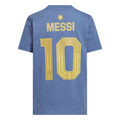 2026 Argentina Youth Messi Name And Number Tee Crew Blue