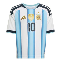 2026 Argentina Kid's Home Messi #10 Mini Kit White / Icey Blue / Light Blue