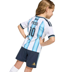2026 Argentina Kid's Home Messi #10 Mini Kit White / Icey Blue / Light Blue