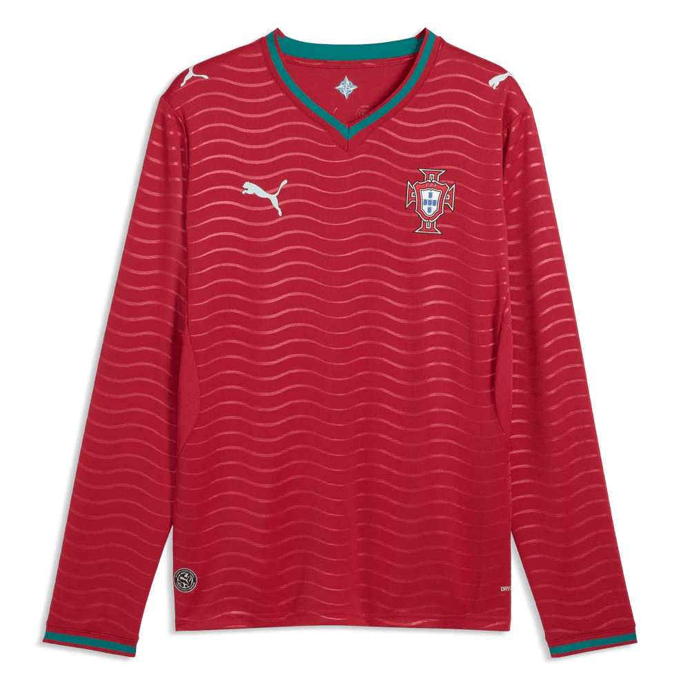 2026 Portugal Men's Stadium Home Long-Sleeve Soccer Jersey Club Red-Green Lagoon