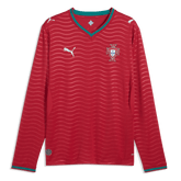 2026 Portugal Men's Stadium Home Long-Sleeve Soccer Jersey Club Red-Green Lagoon