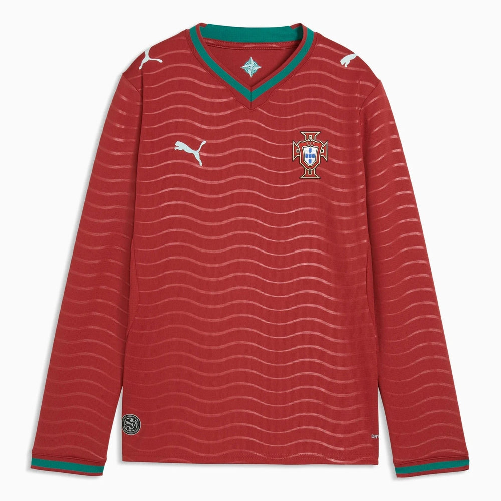 2026 Portugal Youth Stadium Home Long-Sleeve Jersey Club Red-Green Lagoon