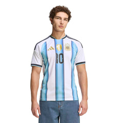 2026 Argentina Men's Stadium Home Messi #10 Soccer Jersey White / Icey Blue / Light Blue