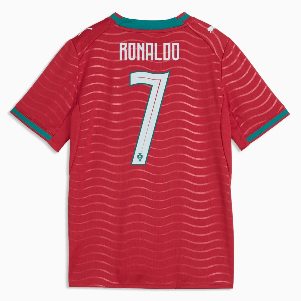 2026 Portugal Youth Stadium Home Ronaldo #7 Soccer Jersey Club Red-Green Lagoon