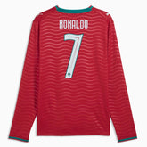 2026 Portugal Men's Stadium Home Ronaldo #7 Long-Sleeve Soccer Je Club Red-Green Lagoon