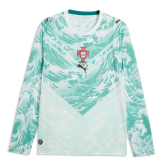 2026-27 Portugal Men's Stadium Away Long-Sleeve Soccer Jersey Puma White-Green Lagoon