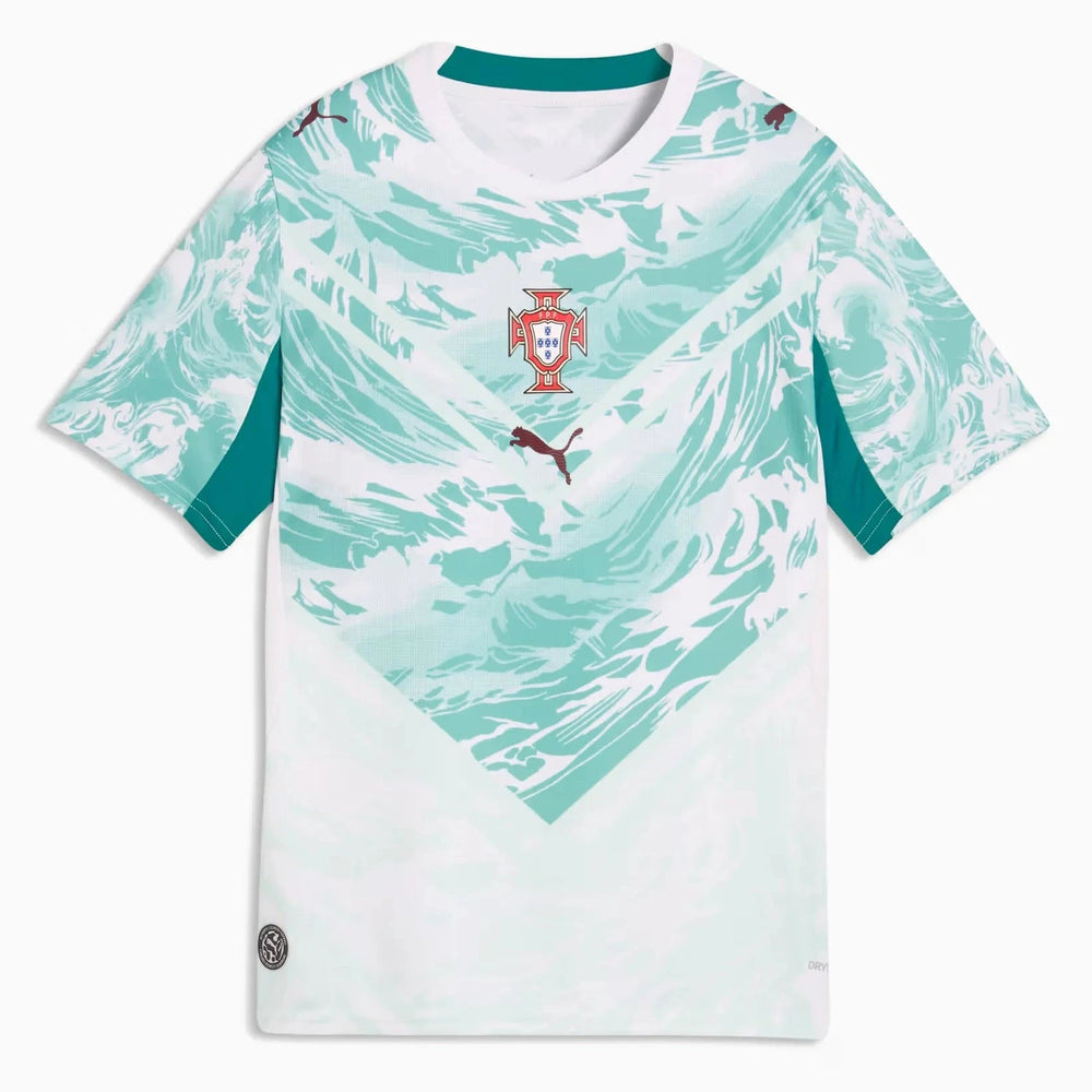 2026-27 Portugal Youth Stadium Away Soccer Jersey Puma White-Green Lagoon