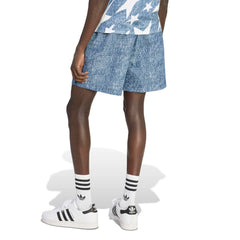 USA Men's Denim Graphic Shorts White / Dark Blue