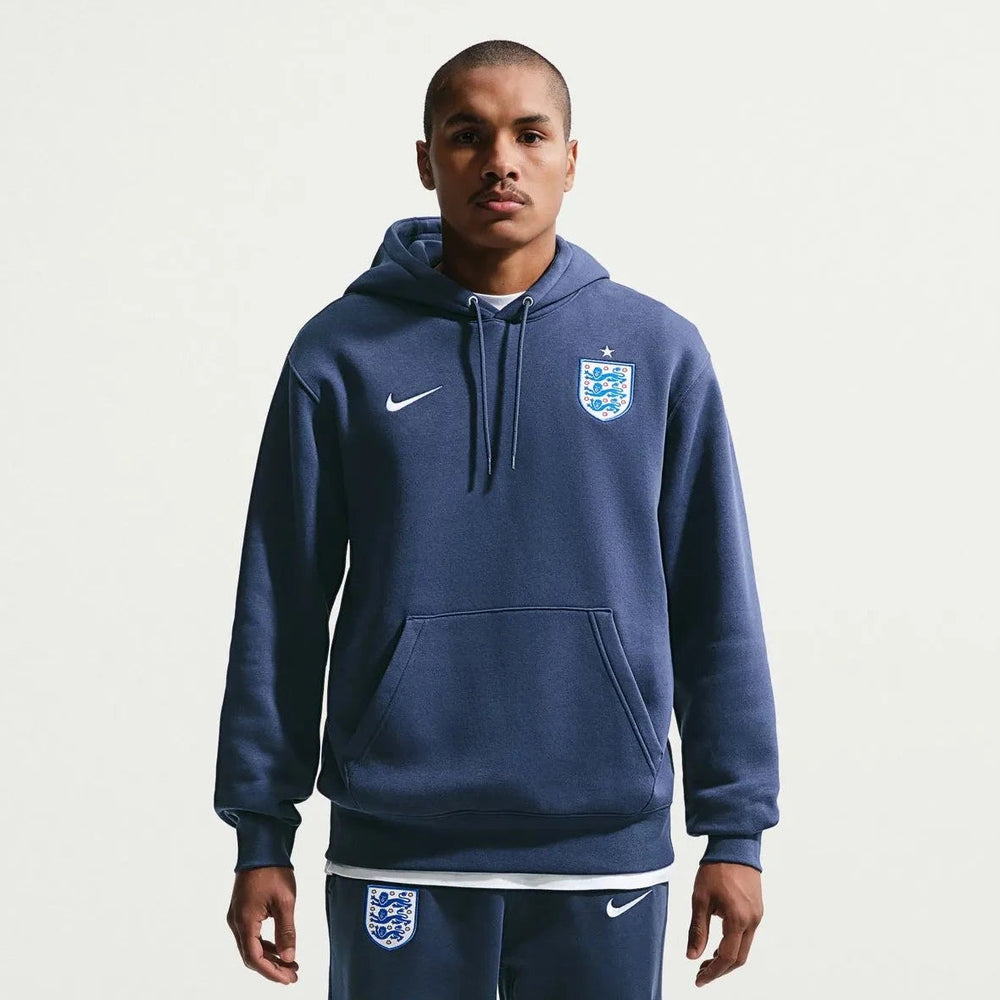 2026-27 England Men's Club Pullover Hoodie Midnight Navy/White