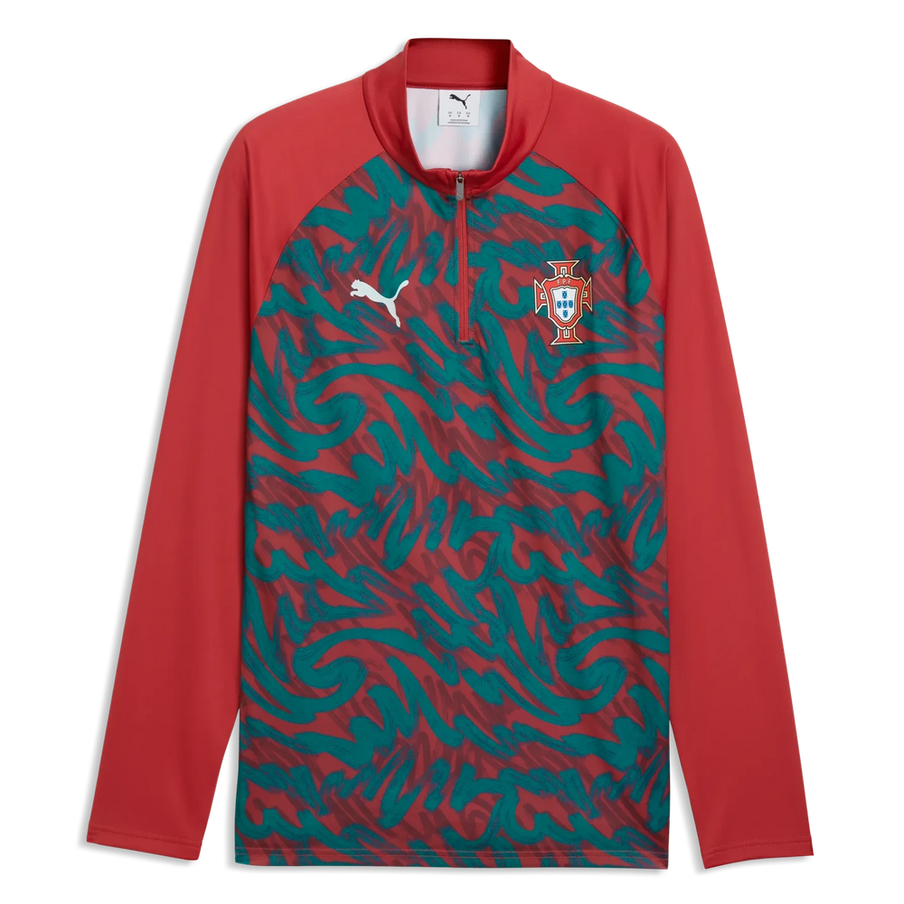 2026-27 Portugal Men's 1/4 Zip Pre-Match Top Club Red-Green Lagoon
