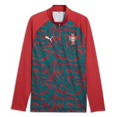2026-27 Portugal Men's 1/4 Zip Pre-Match Top Club Red-Green Lagoon