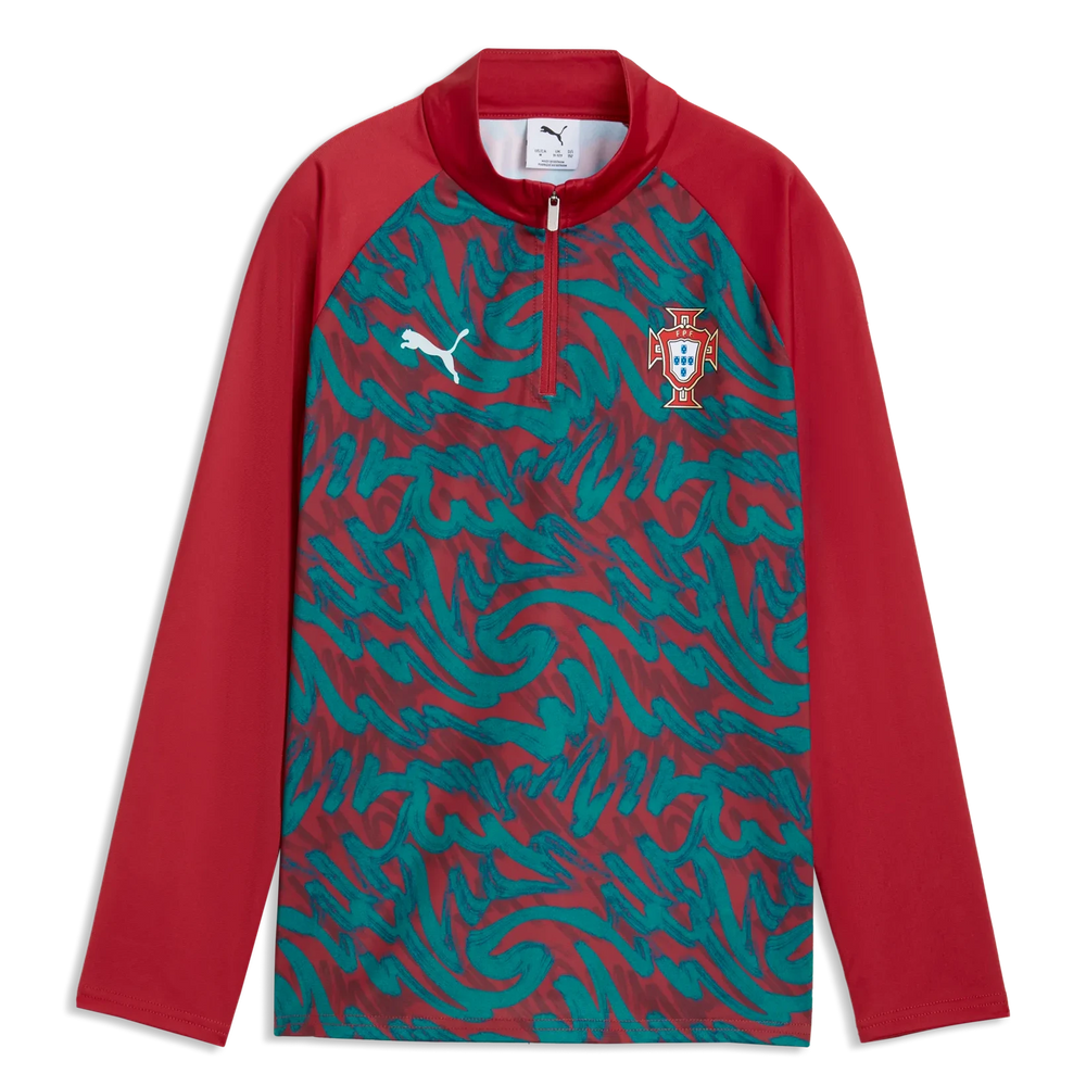 2026-27 Portugal Youth 1/4 Zip Pre-Match Top Club Red-Green Lagoon