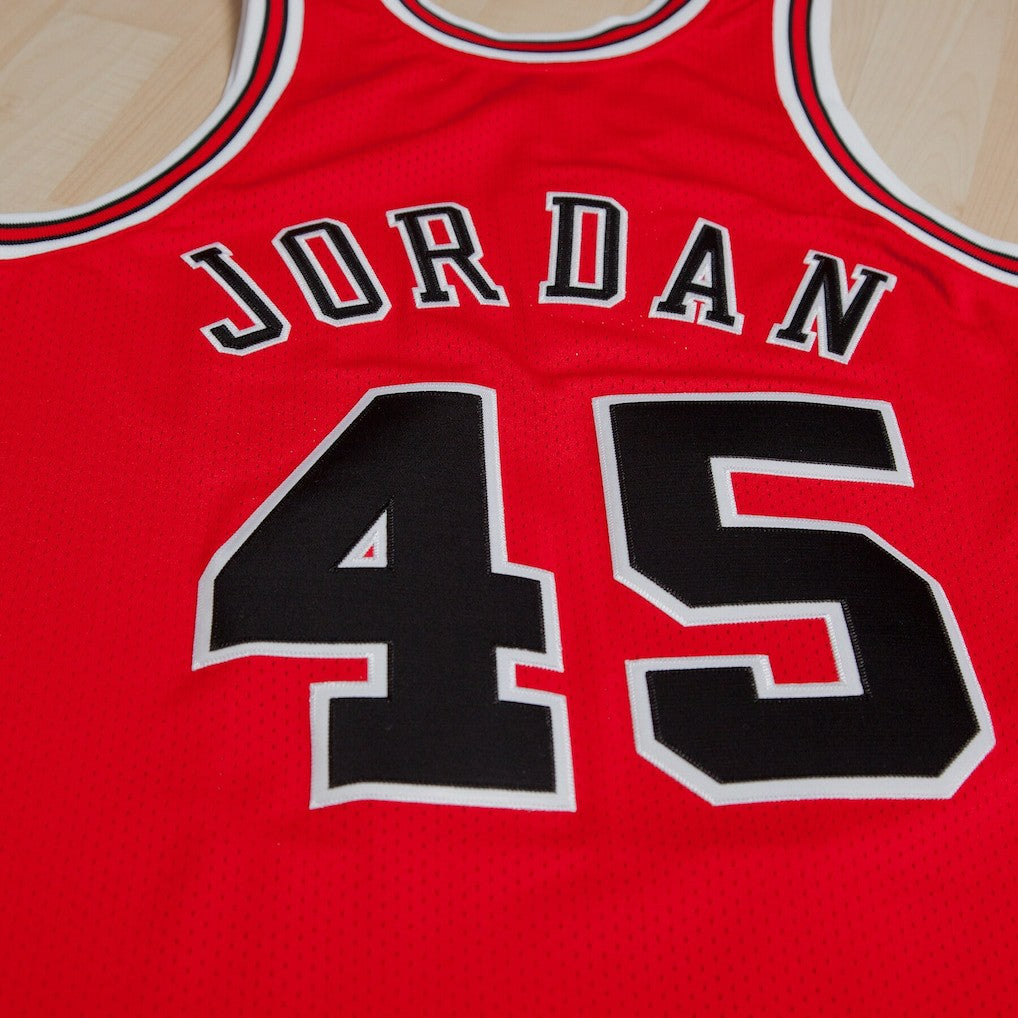 Chicago Bulls Michael Jordan 1994-95 Road 45 Authentic Jersey sale - Red sale - Mens cheap
