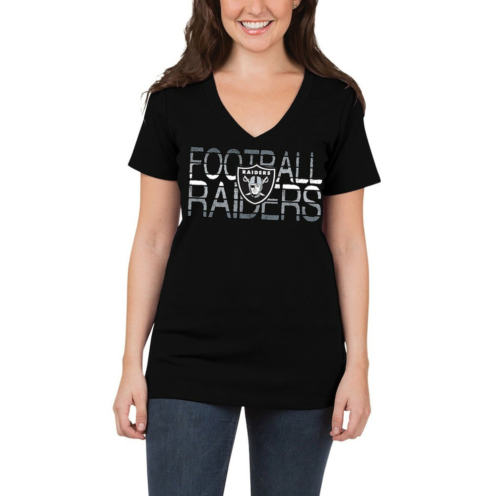 Las Vegas Raiders 5th & Ocean by New Era Women's Lounge V-Neck T-Shirt - Black on sale