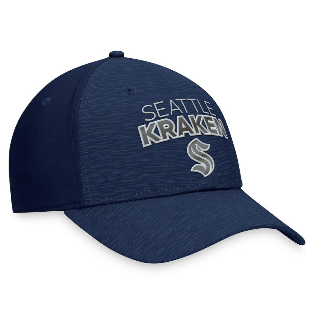Seattle Kraken Fanatics Authentic Pro Road Stack Logo Flex Hat - Deep Sea Blue Hats