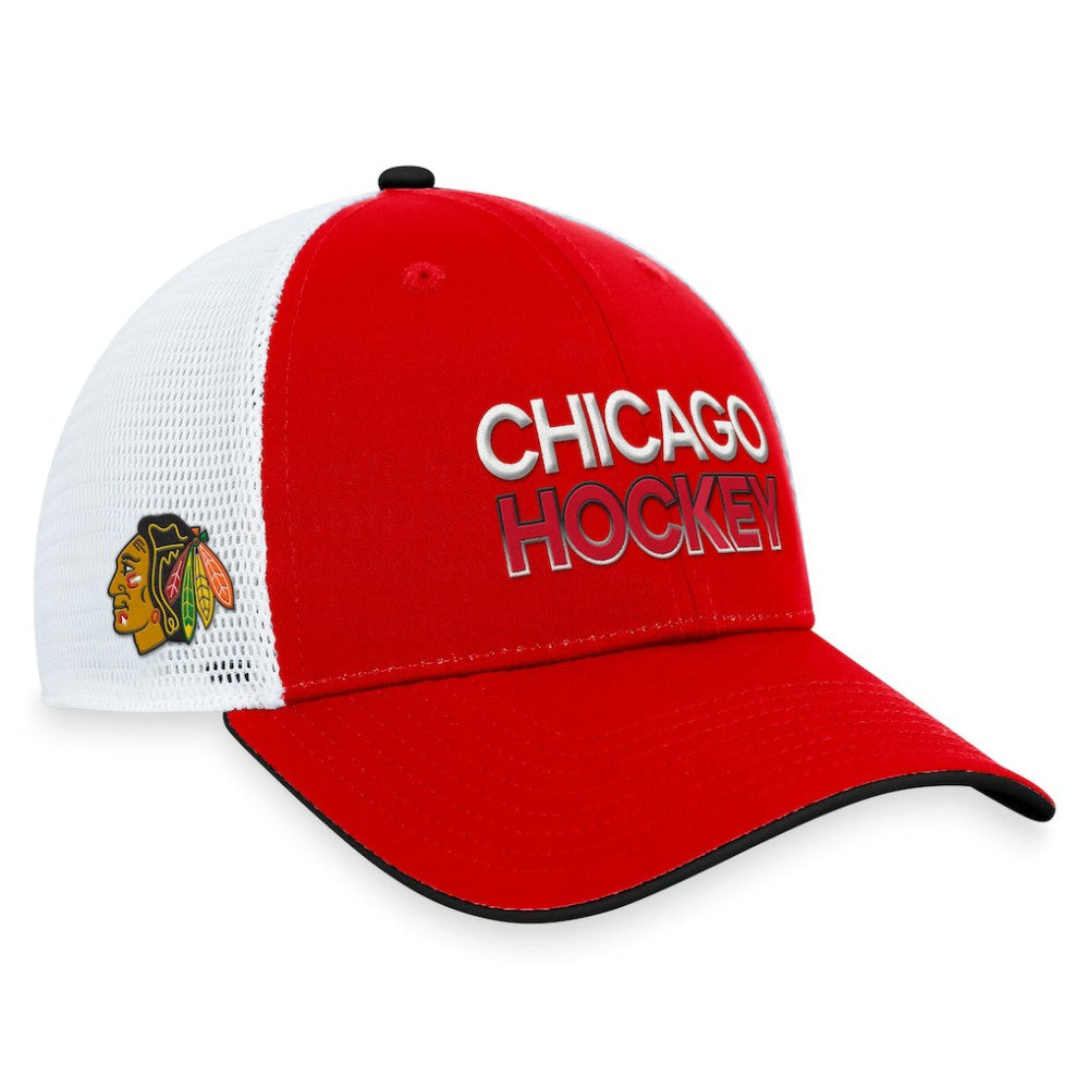 Chicago Blackhawks Fanatics Authentic Pro Rink Trucker Adjustable Hat - Red Hats