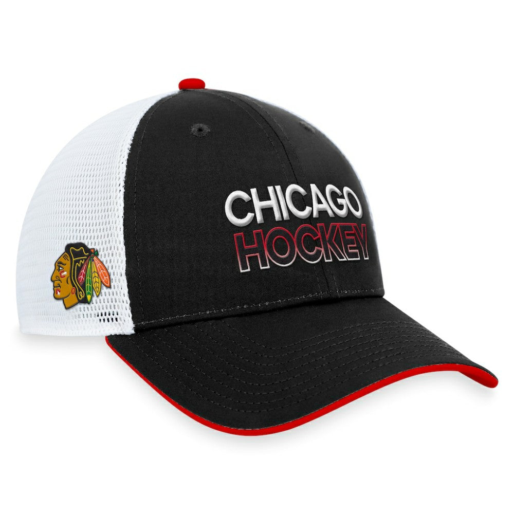 Chicago Blackhawks Fanatics Authentic Pro Rink Trucker Adjustable Hat - Black Hats
