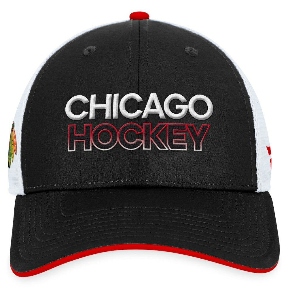 Chicago Blackhawks Fanatics Authentic Pro Rink Trucker Adjustable Hat - Black Hats