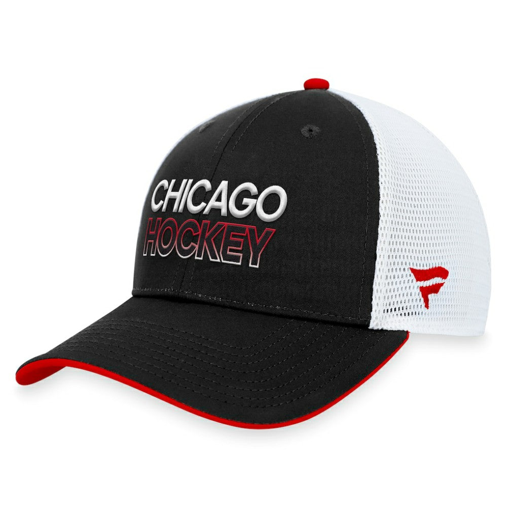 Chicago Blackhawks Fanatics Authentic Pro Rink Trucker Adjustable Hat - Black Hats
