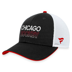Chicago Blackhawks Fanatics Authentic Pro Rink Trucker Adjustable Hat - Black Hats