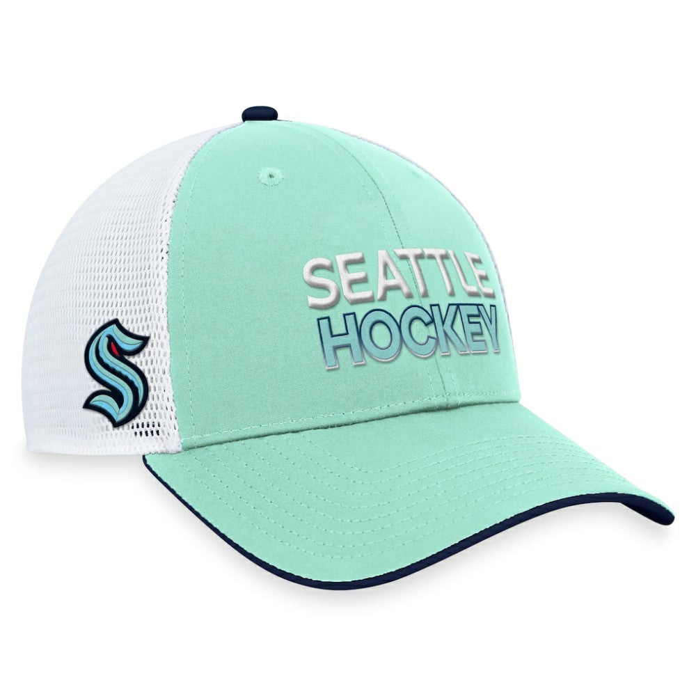Seattle Kraken Fanatics Authentic Pro Rink Trucker Adjustable Hat - Light Blue Hats