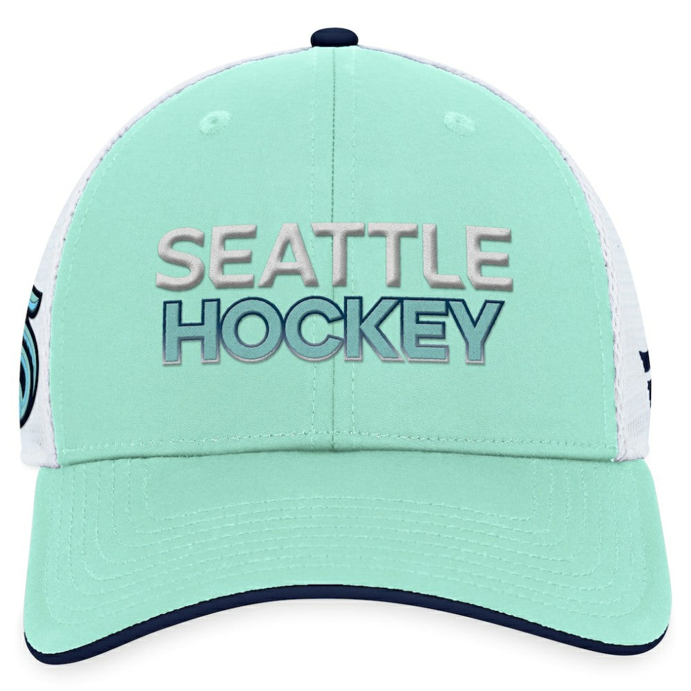 Seattle Kraken Fanatics Authentic Pro Rink Trucker Adjustable Hat - Light Blue Hats