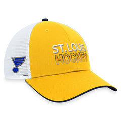 St. Louis Blues Fanatics Authentic Pro Rink Trucker Adjustable Hat - Gold Hats