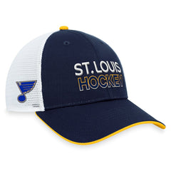 St. Louis Blues Fanatics Authentic Pro Rink Trucker Adjustable Hat - Navy Hats