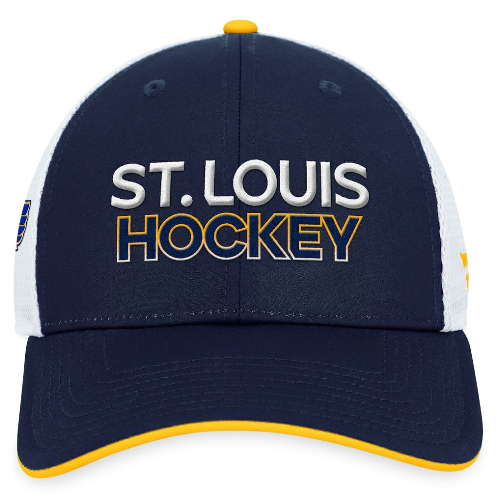 St. Louis Blues Fanatics Authentic Pro Rink Trucker Adjustable Hat - Navy Hats