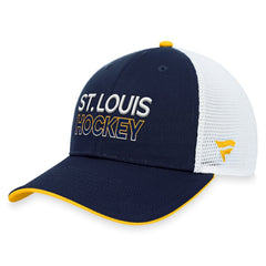 St. Louis Blues Fanatics Authentic Pro Rink Trucker Adjustable Hat - Navy Hats