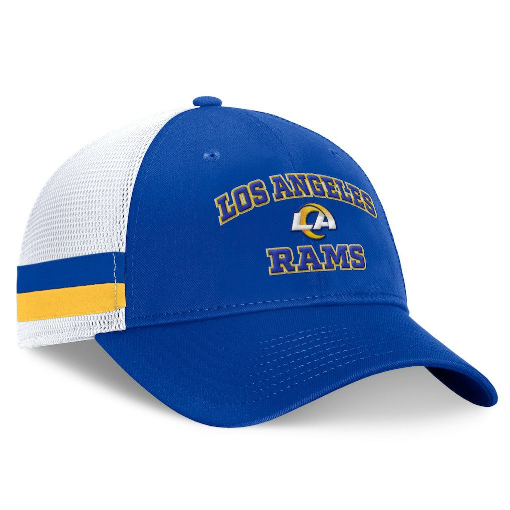 Los Angeles Rams Fundamentals Side Stripe Trucker Adjustable Hat - Royal/White for sale