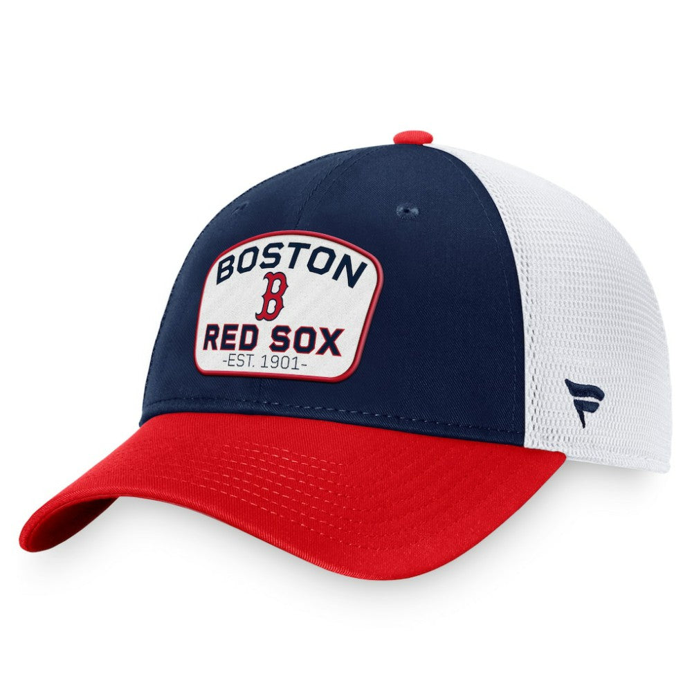Boston Red Sox Two-Tone Patch Trucker Adjustable Hat Navy/Red