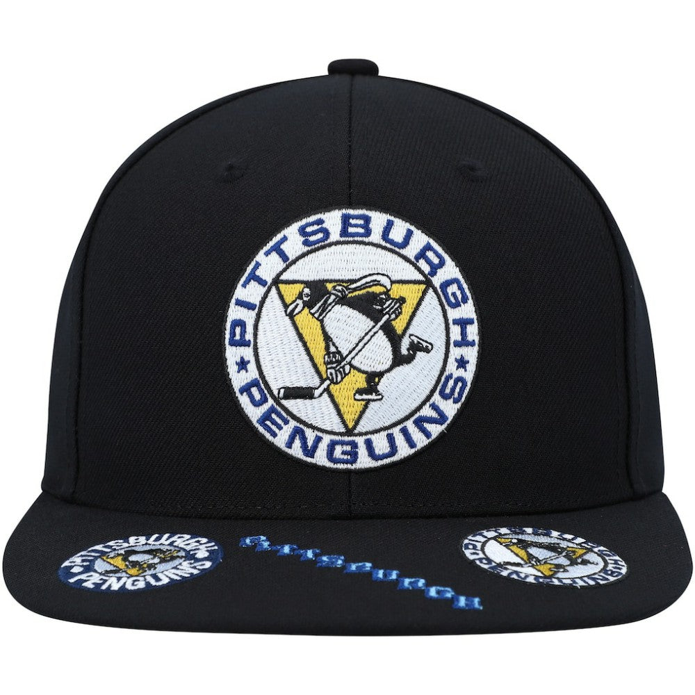 Pittsburgh Penguins Mitchell & Ness Vintage Hat Trick Snapback Hat - Black Hats