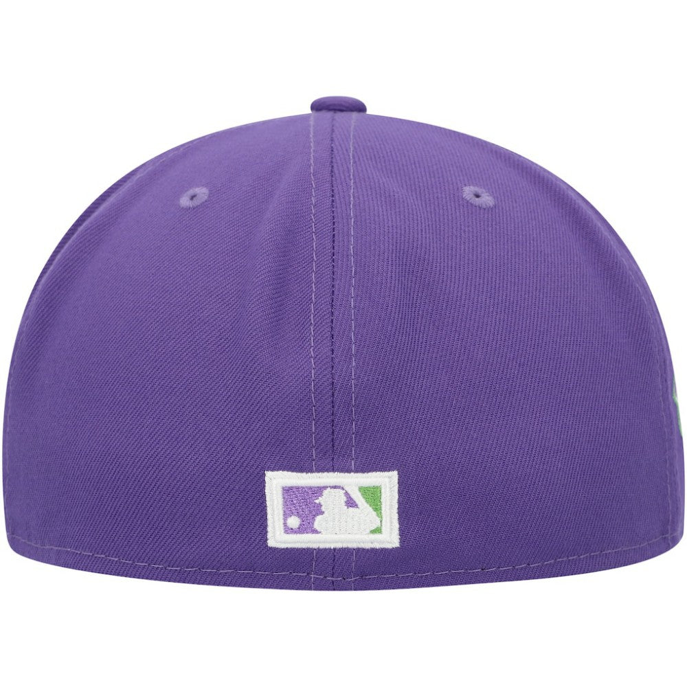 Atlanta Braves Lime Side Patch 59FIFTY Fitted Hat Purple