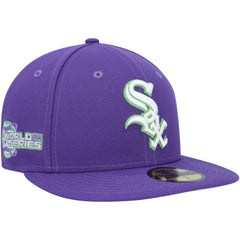 Chicago White Sox Lime Side Patch 59FIFTY Fitted Hat Purple