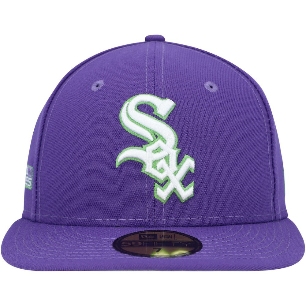 Chicago White Sox Lime Side Patch 59FIFTY Fitted Hat Purple