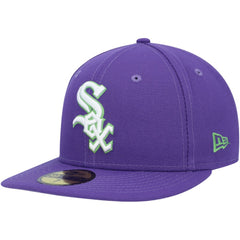 Chicago White Sox Lime Side Patch 59FIFTY Fitted Hat Purple