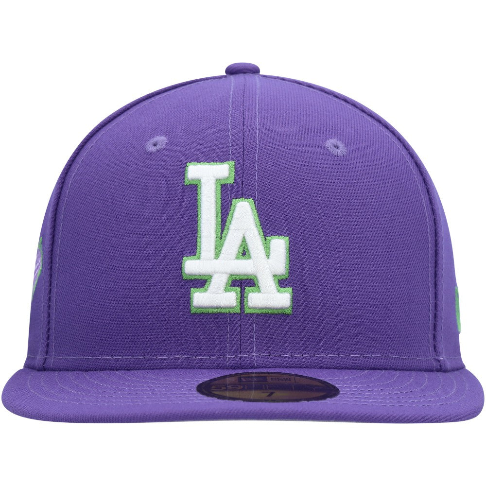 Los Angeles Dodgers Lime Side Patch 59FIFTY Fitted Hat Purple