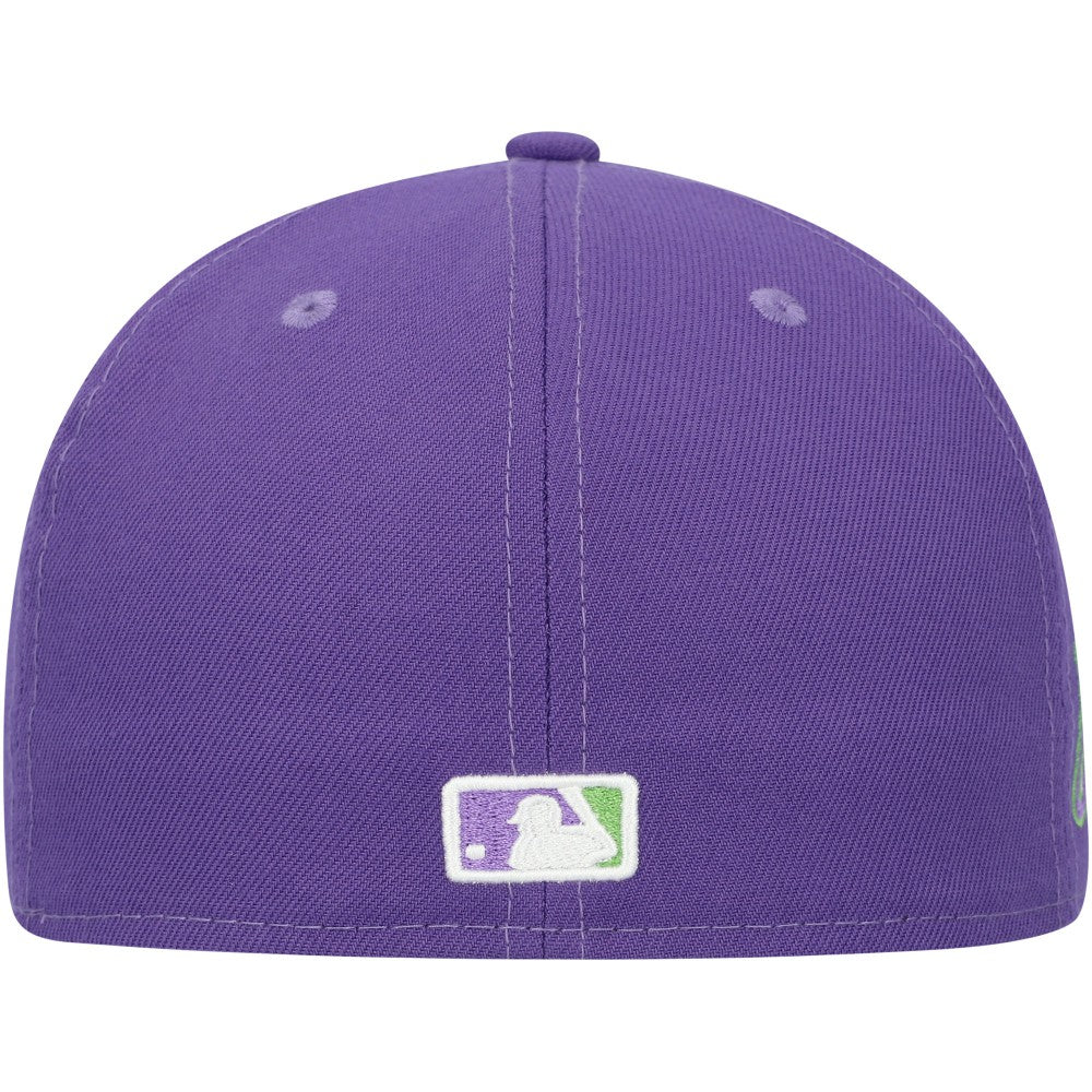 Miami Marlins Lime Side Patch 59FIFTY Fitted Hat Purple